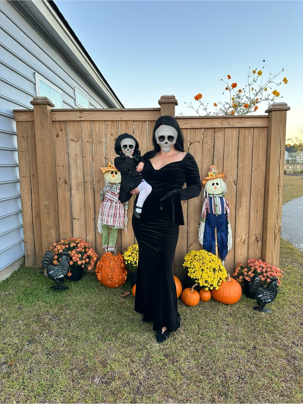 Marticia Addams Women’s Costume, XL Lulu’s Dress with bell sleeves and black wig